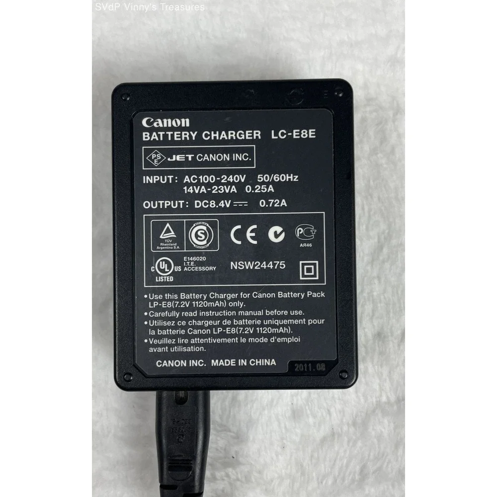 Genuine Canon LC-E8E Battery Charger for LP-E8 Battery EOS Rebel T2i T3i T4i T5i
